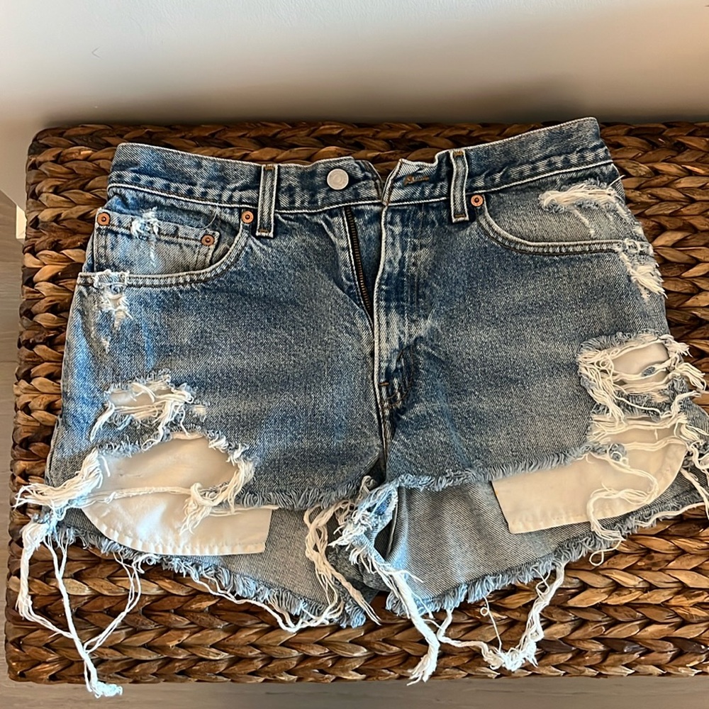 Authentic Levi distressed denim shorts